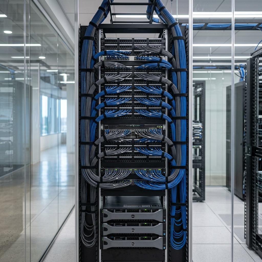 Modern commercial office building integrated with smart infrastructure