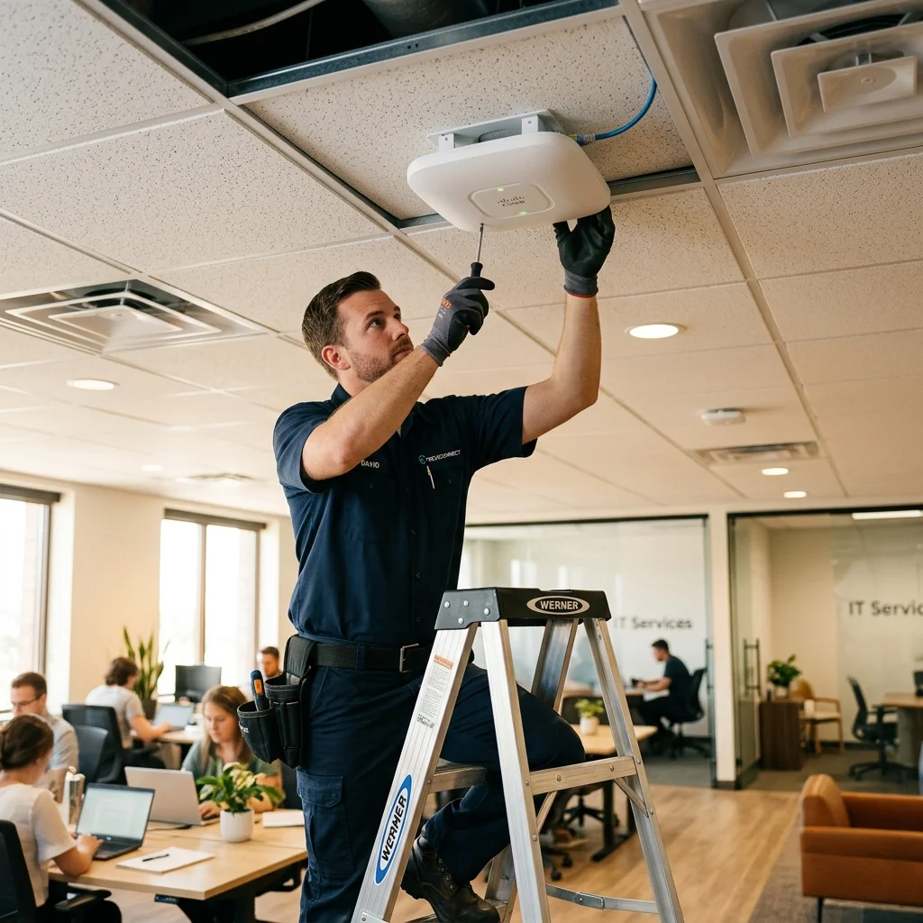 Modern commercial office building integrated with smart infrastructure